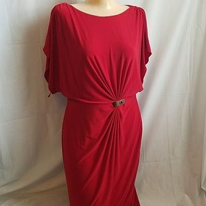 Anne Klein Red Jersey Slinky Midi Dress 8
